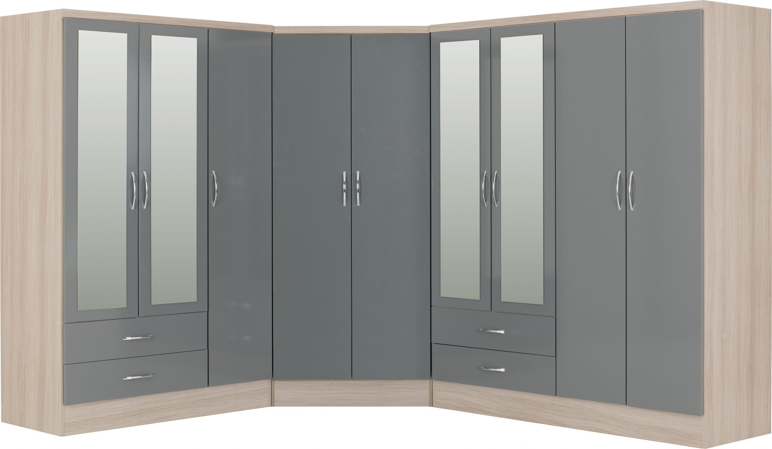 grey gloss 2 door wardrobe