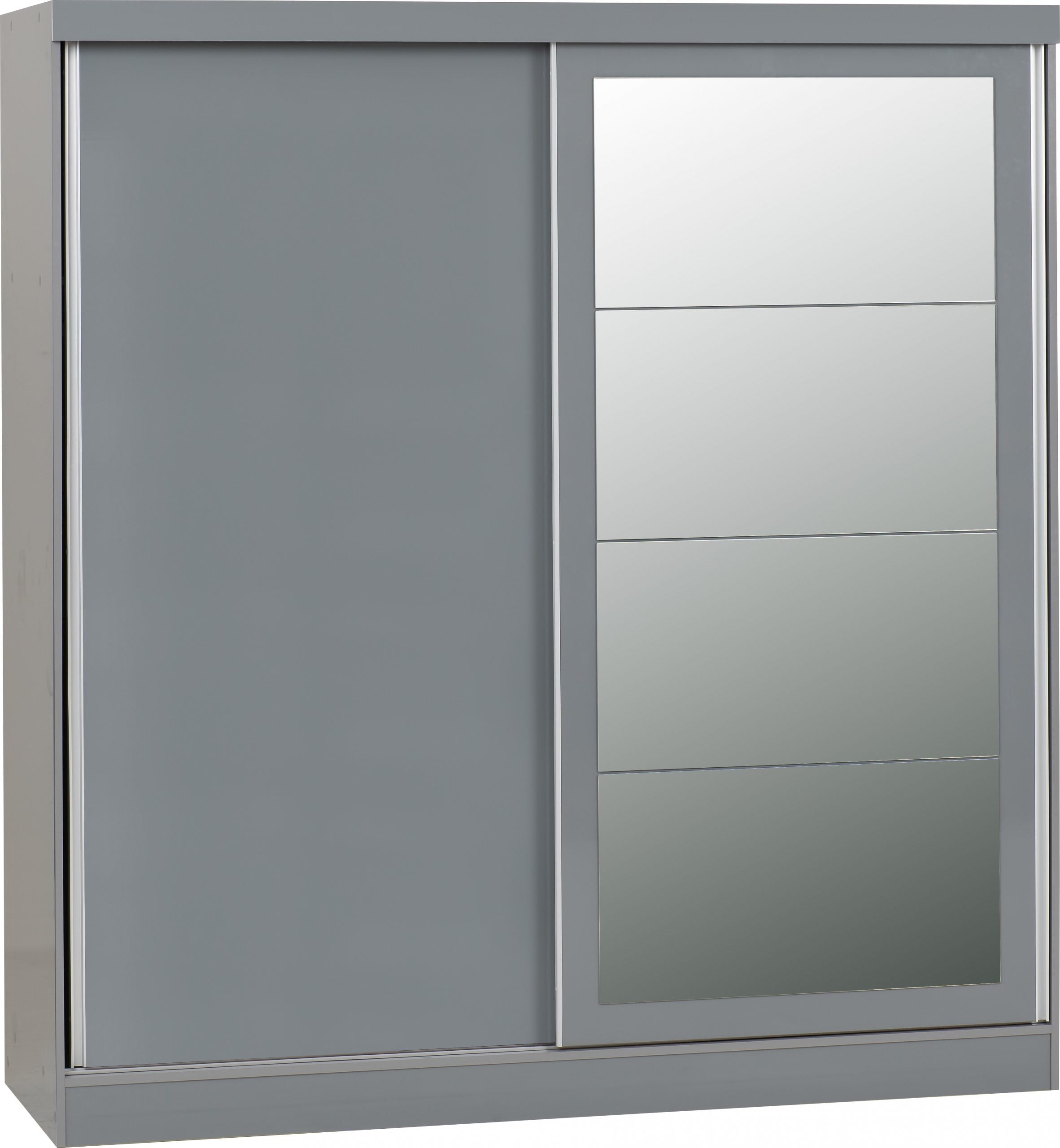 2 Door Sliding Wardrobe Grey Gloss