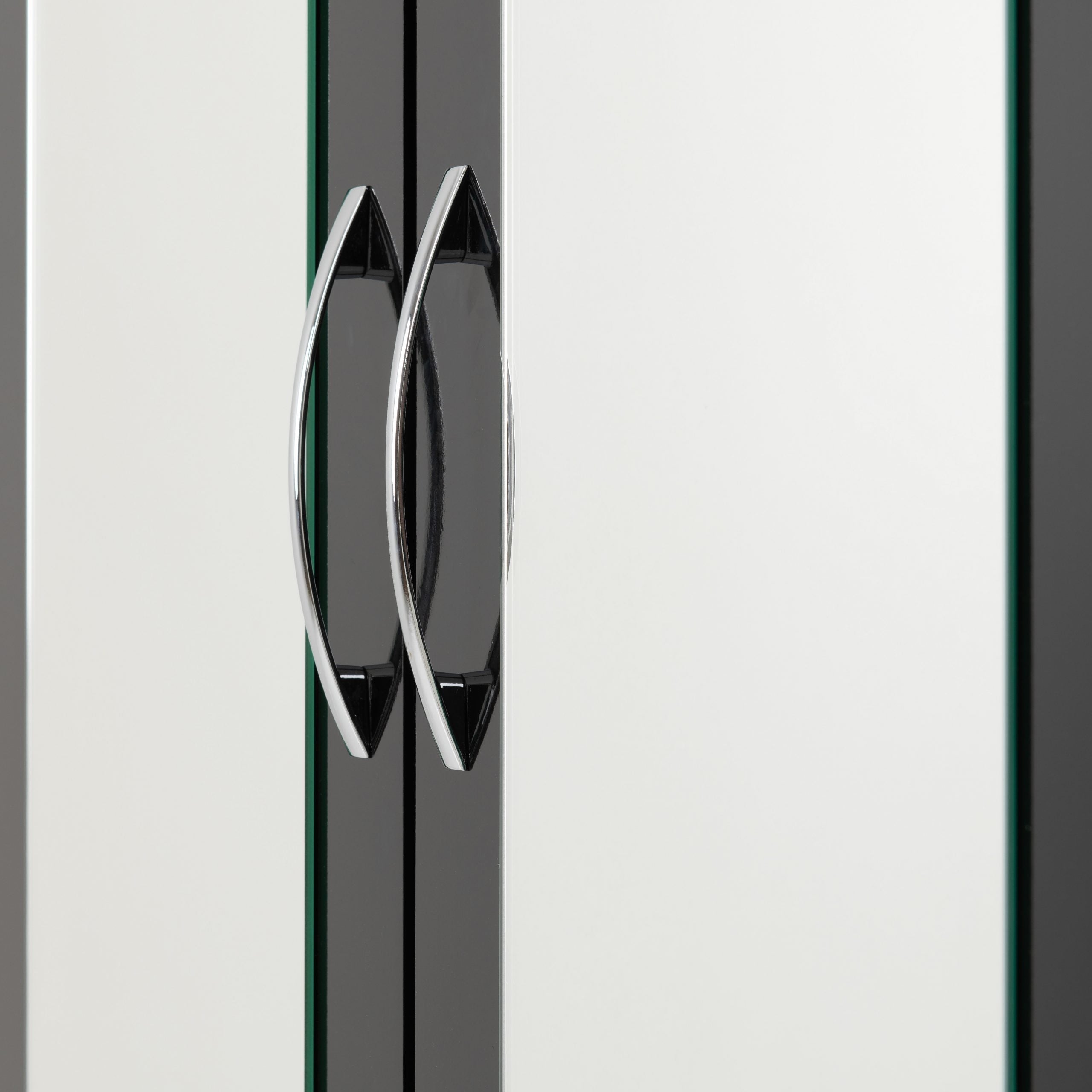 Nevada 3 Door 2 Drawer Mirrored Wardrobe Black Gloss