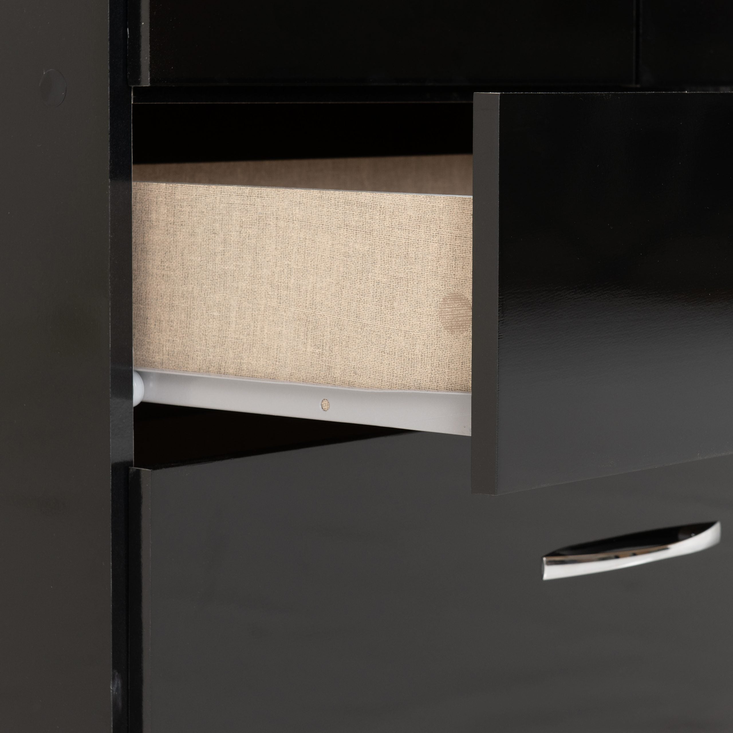 Nevada 3 Door 2 Drawer Mirrored Wardrobe Black Gloss