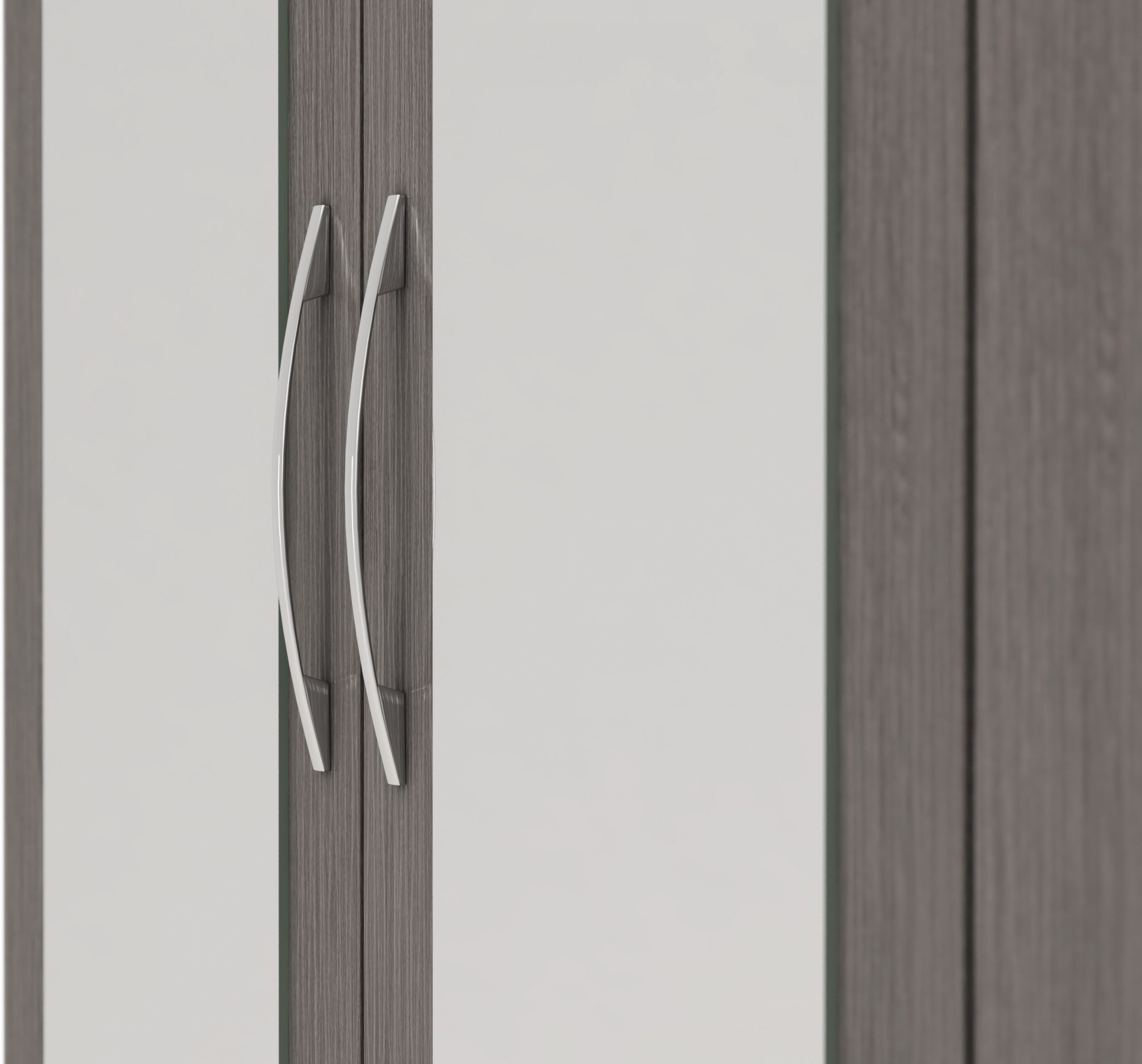 Nevada 3 Door 2 Drawer Mirrored Wardrobe Black Wood Grain
