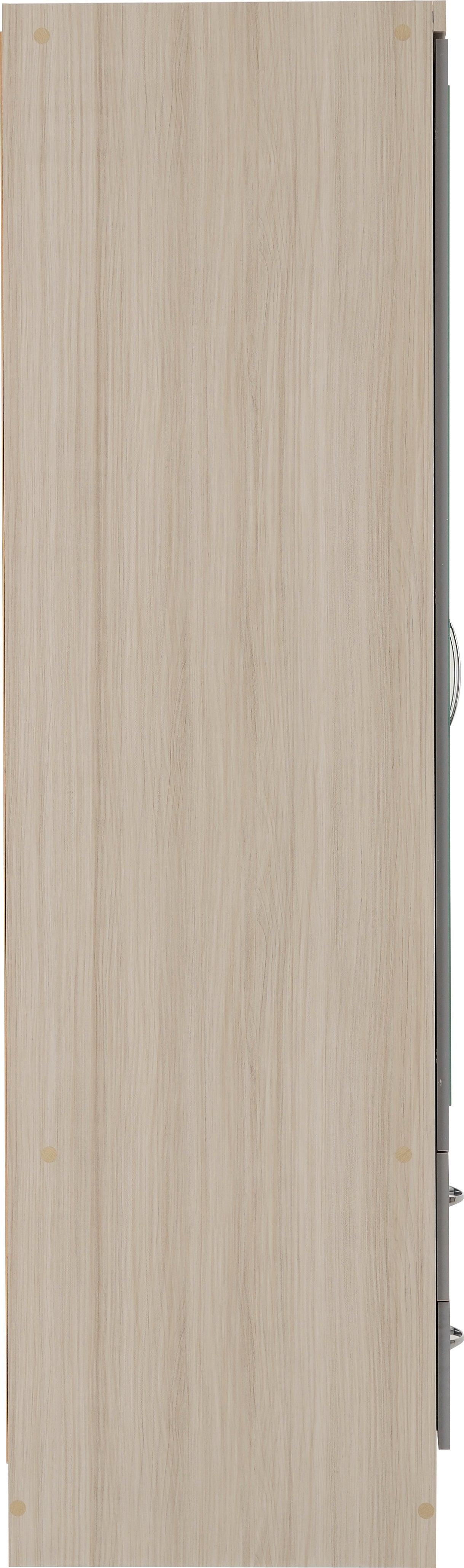 Nevada 3 Door 2 Drawer Mirrored Wardrobe Grey Gloss/Light Oak Effect Veneer