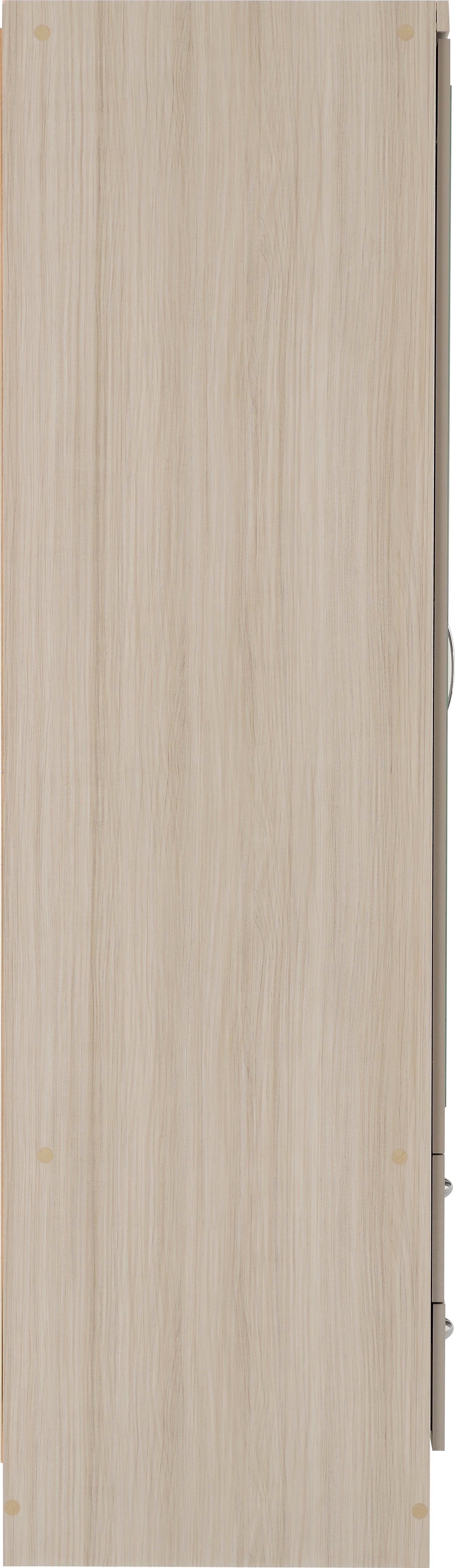 Nevada 3 Door 2 Drawer Mirrored Wardrobe Oyster Gloss/Light Oak Effect Veneer