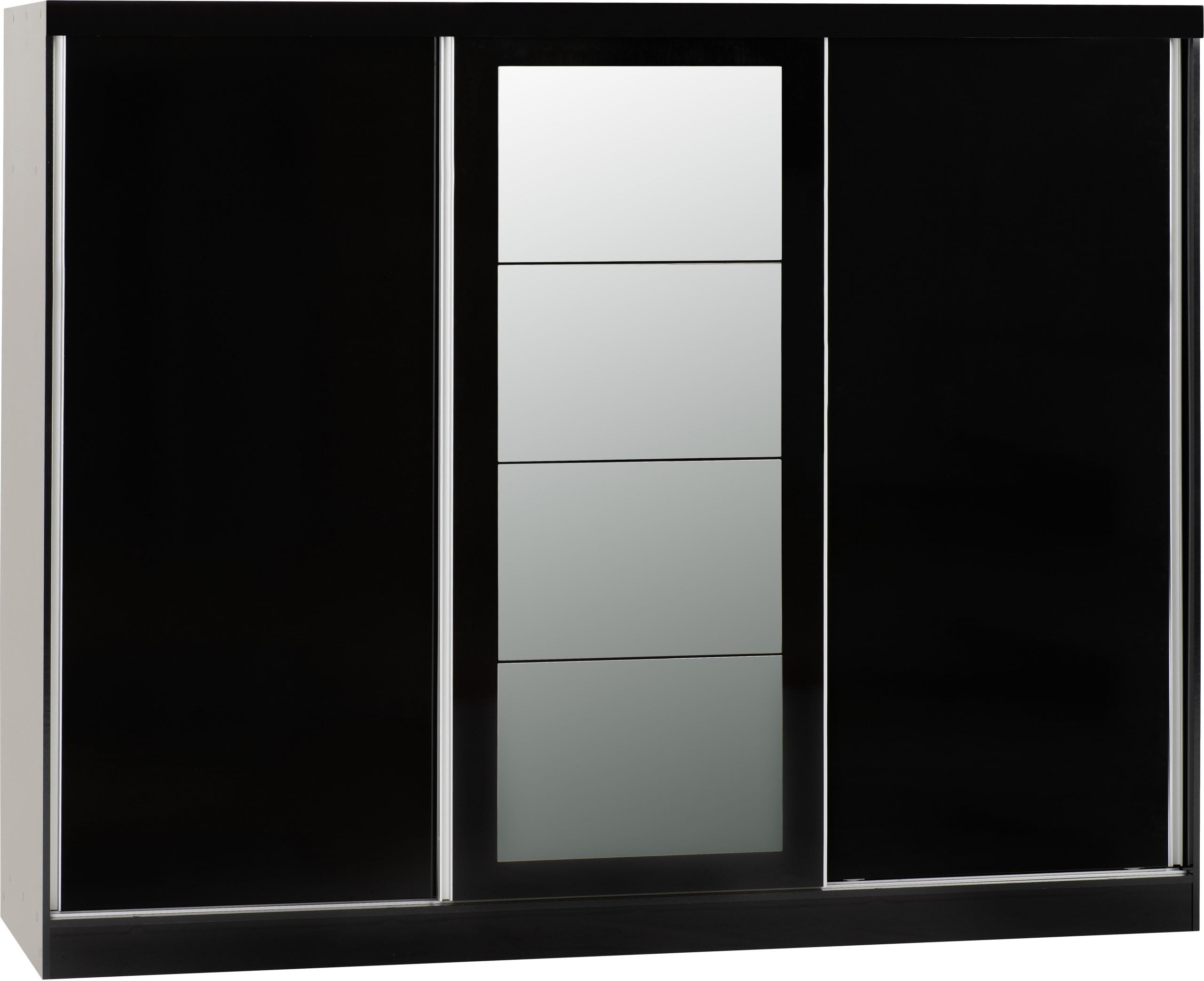 Nevada 3 Door Sliding Wardrobe Black Gloss