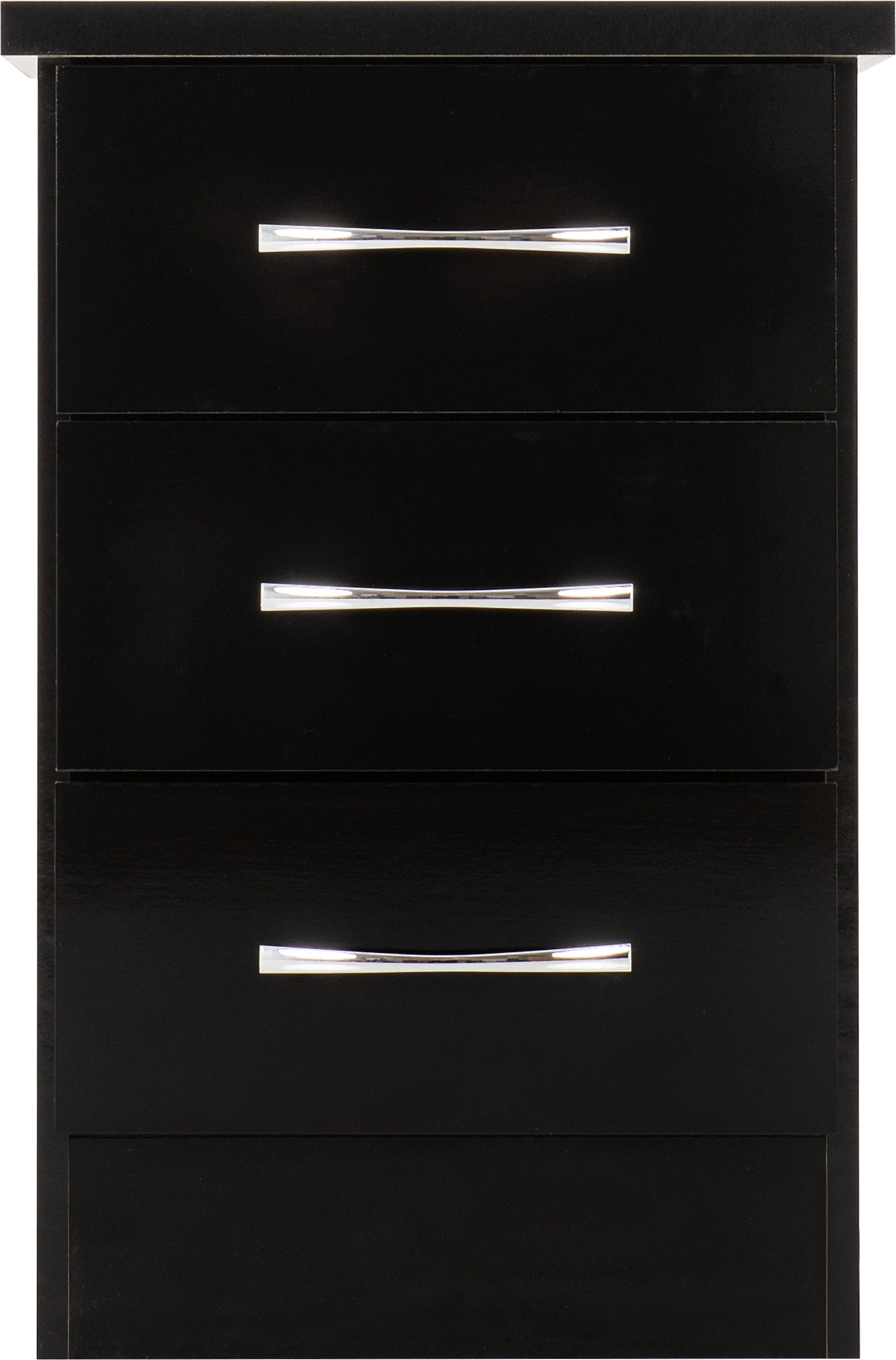 Nevada 3 Drawer Bedside Black Gloss