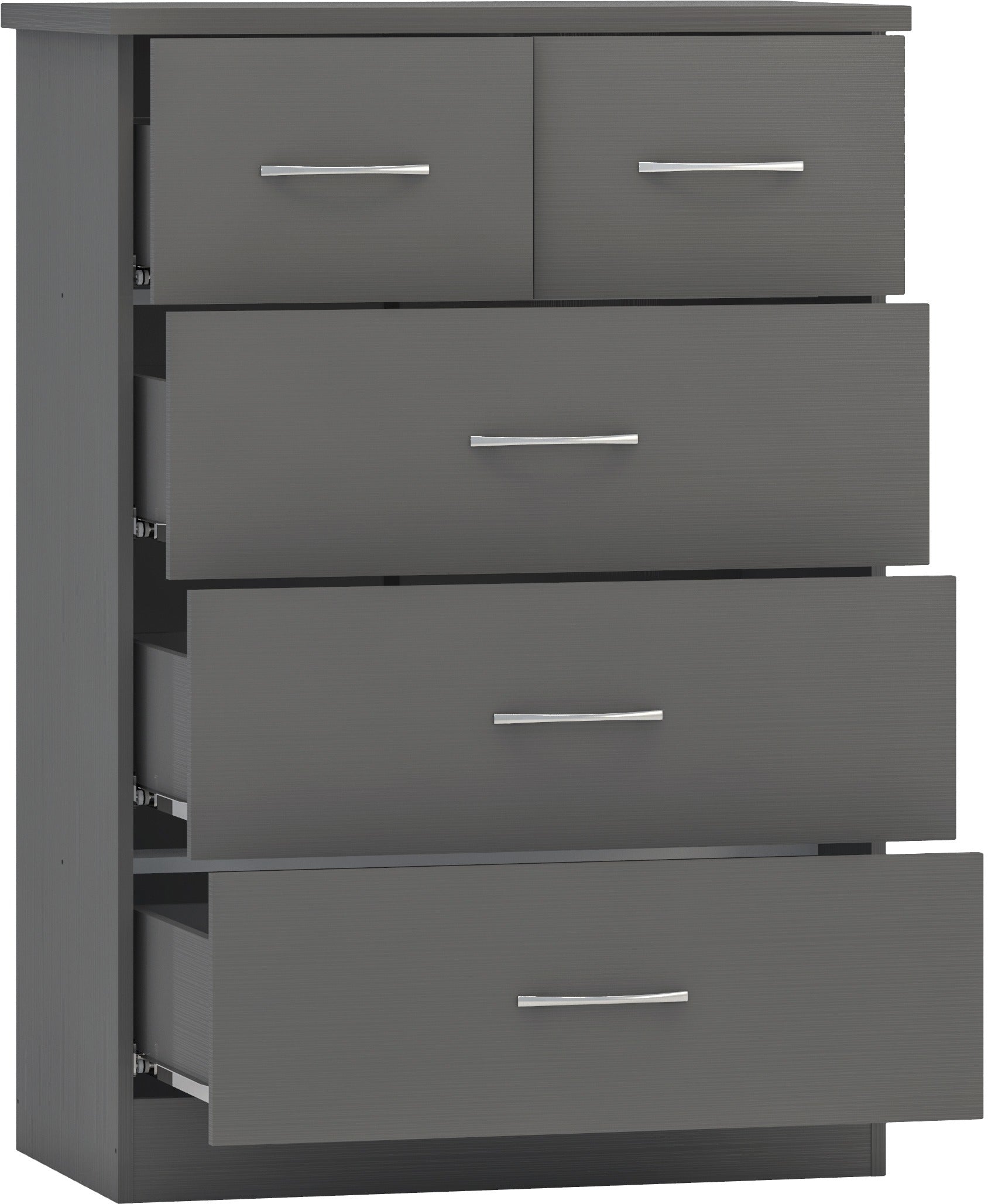 Nevada 3+2 Drawer Chest 3D Effect Grey