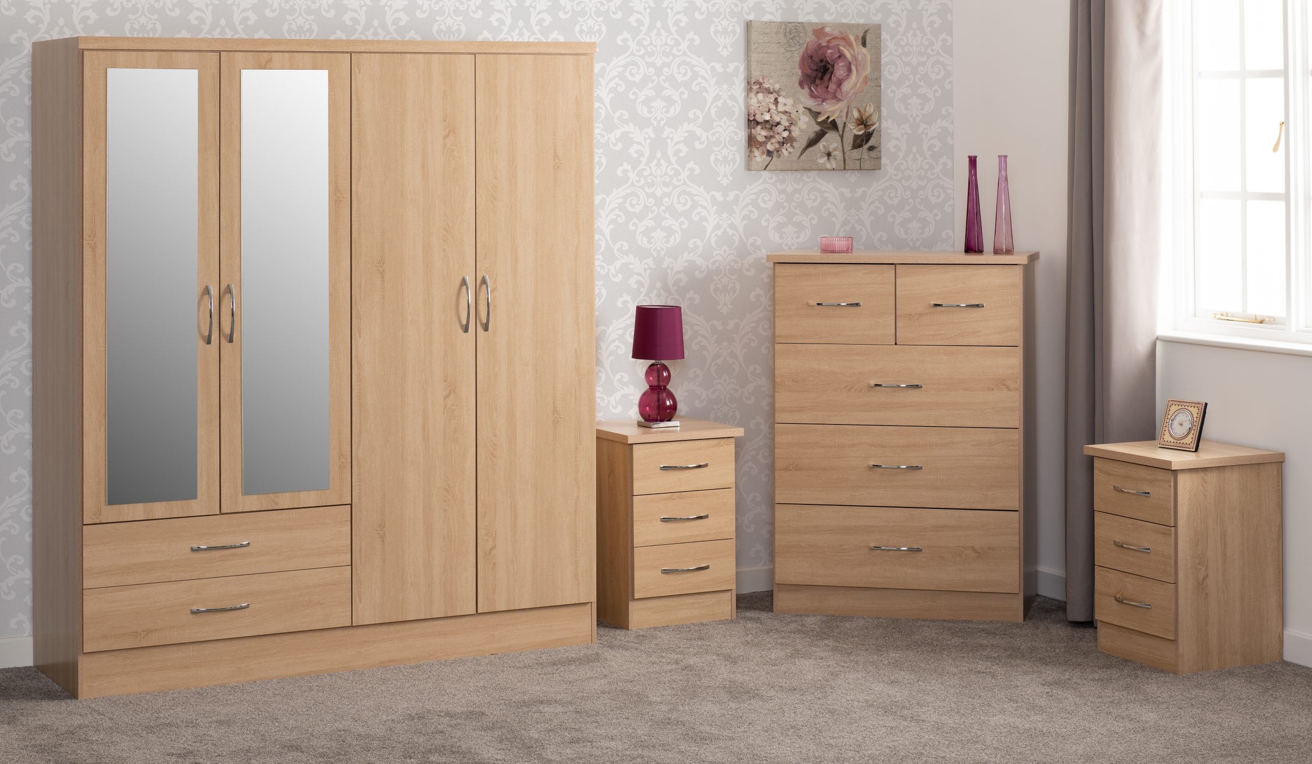 mirrored wardrobe set