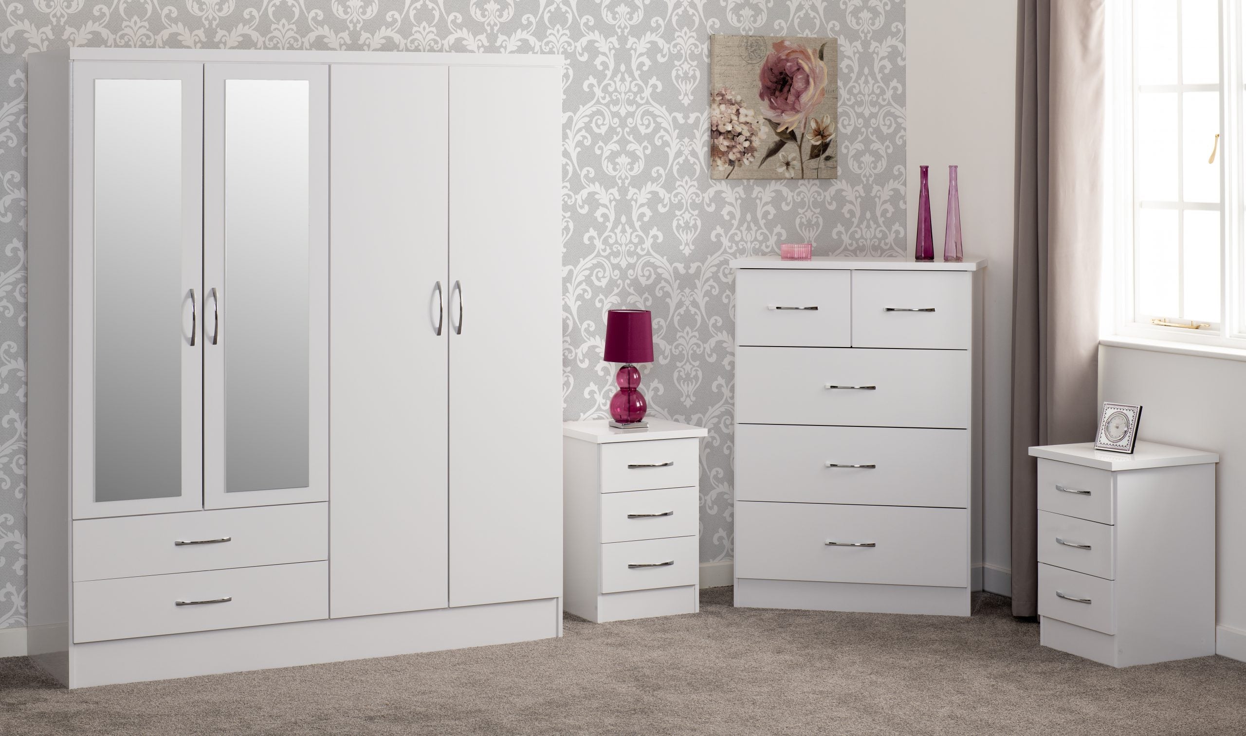 mirrored wardrobe set