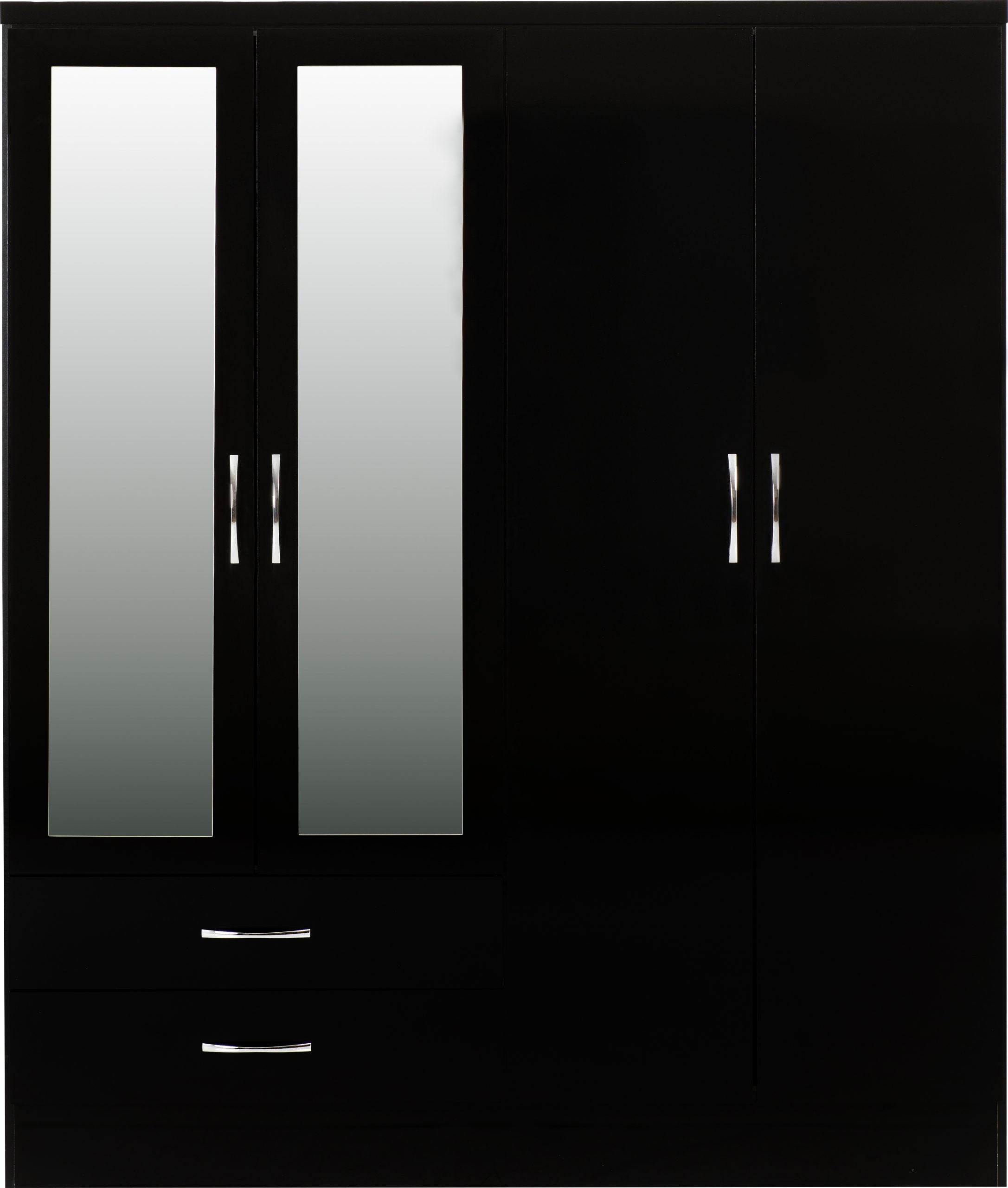 black gloss mirrored wardrobe