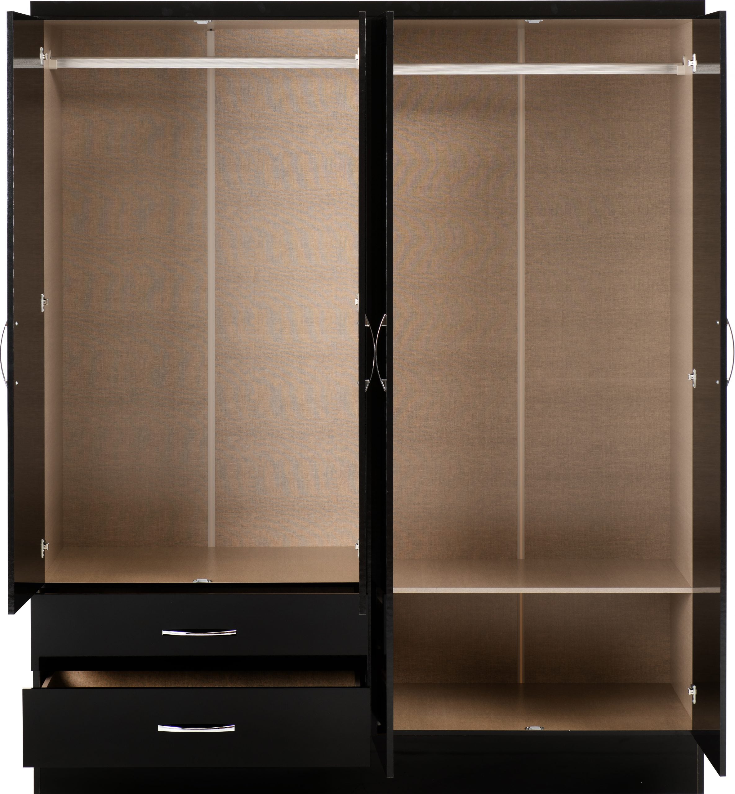 black high gloss wardrobe with mirror