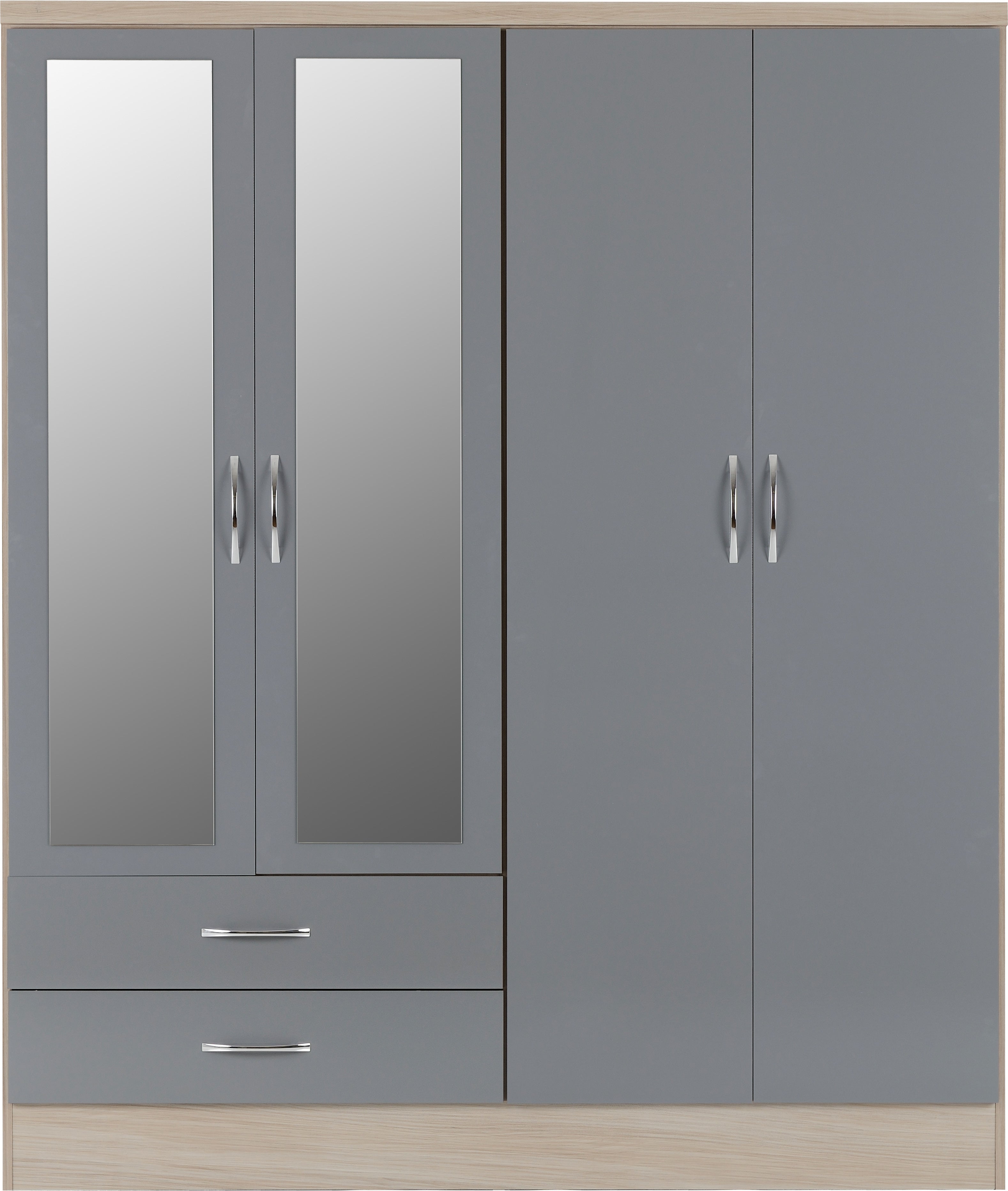 4 door 2 drawer mirrored wardrobe