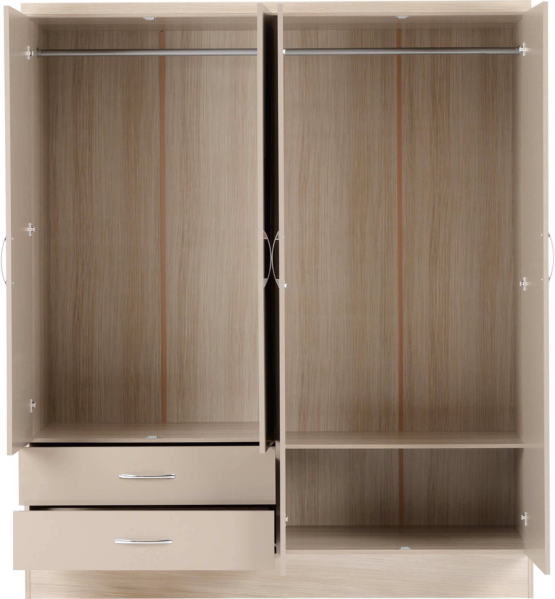 4 door 2 drawer mirrored wardrobe