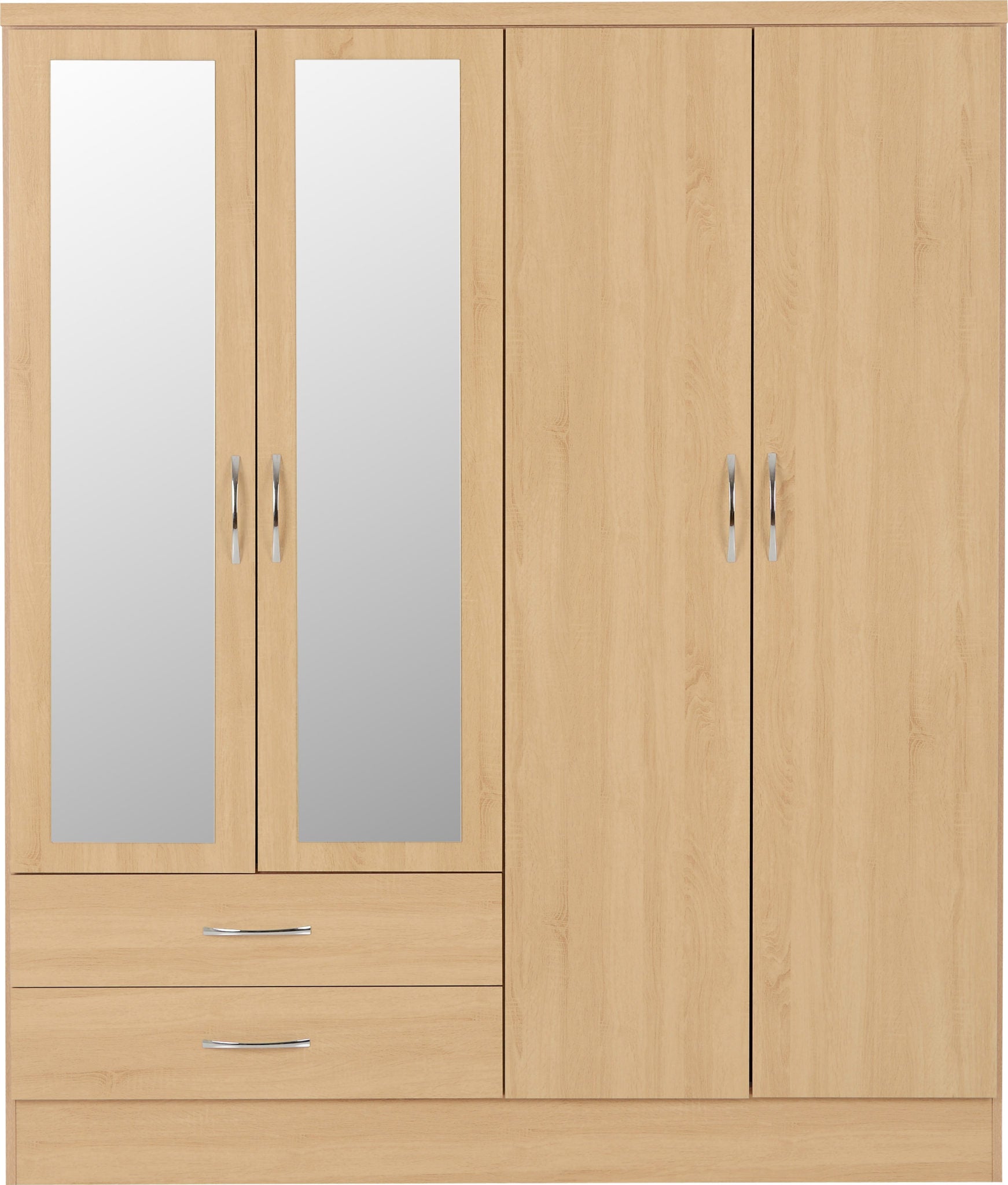 4 door 2 drawer mirrored wardrobe