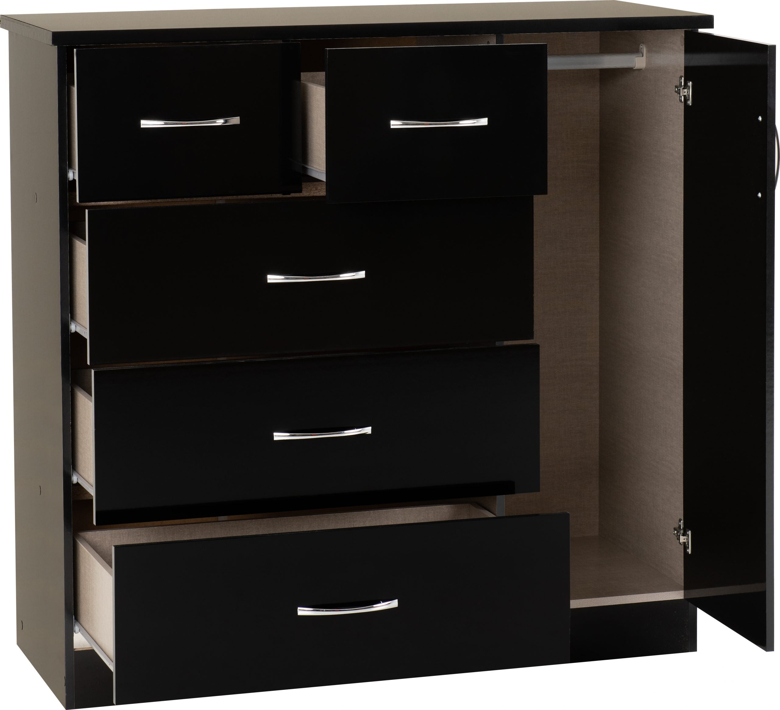 drawer low wardrobe black gloss