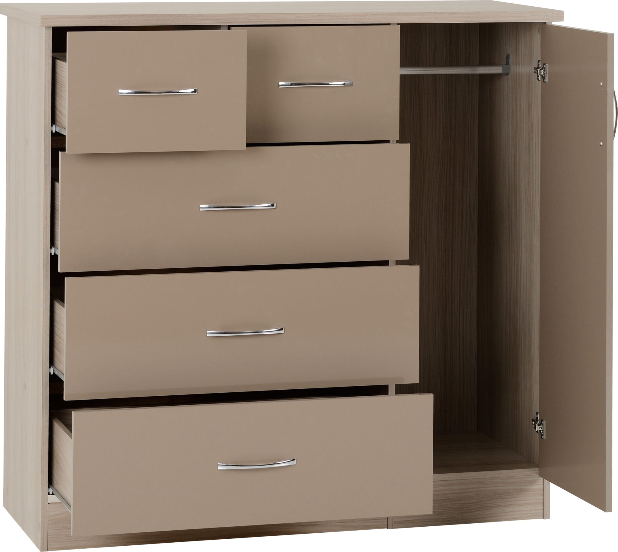 low wardrobe with drawers