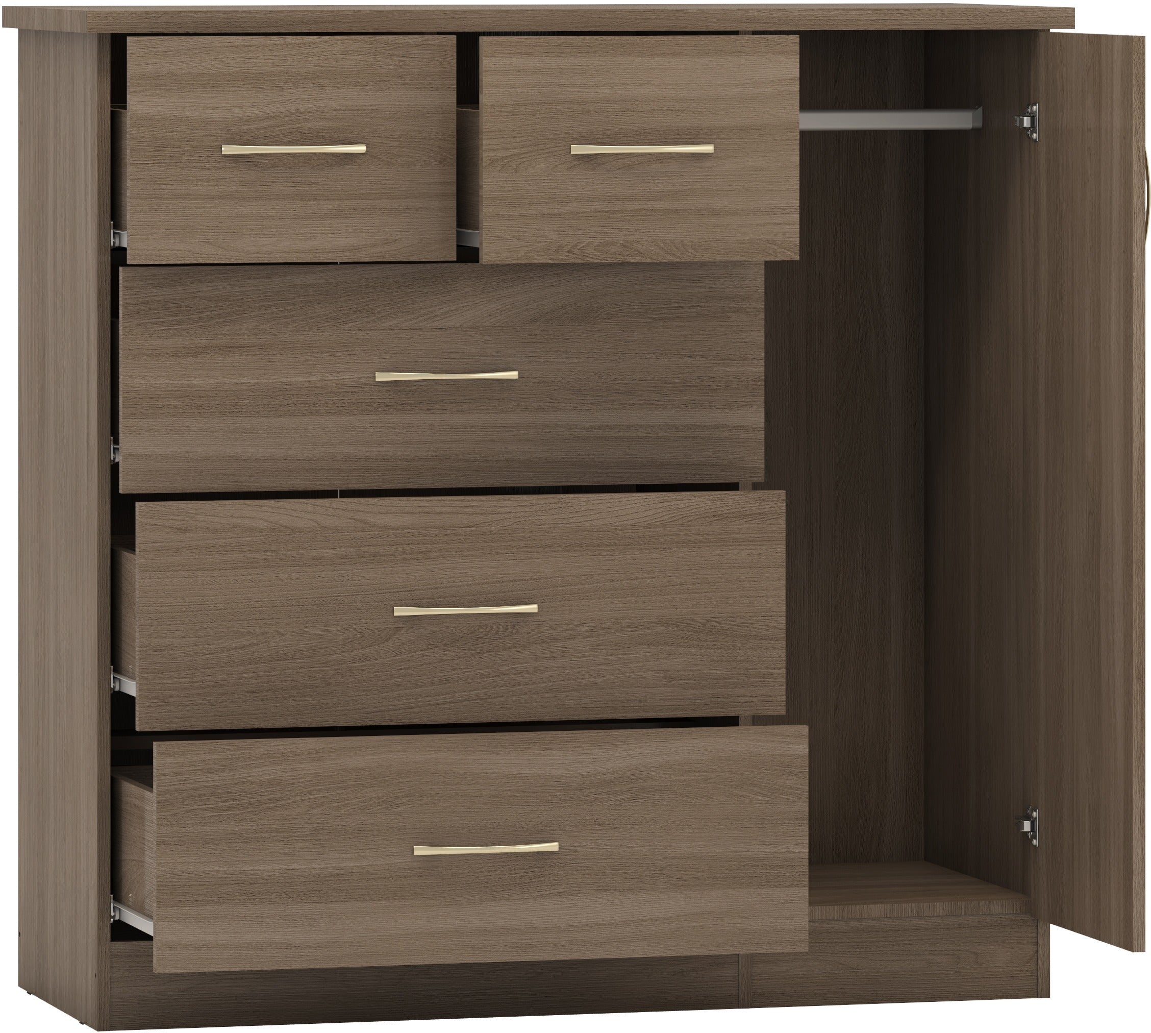 low wardrobe with drawers