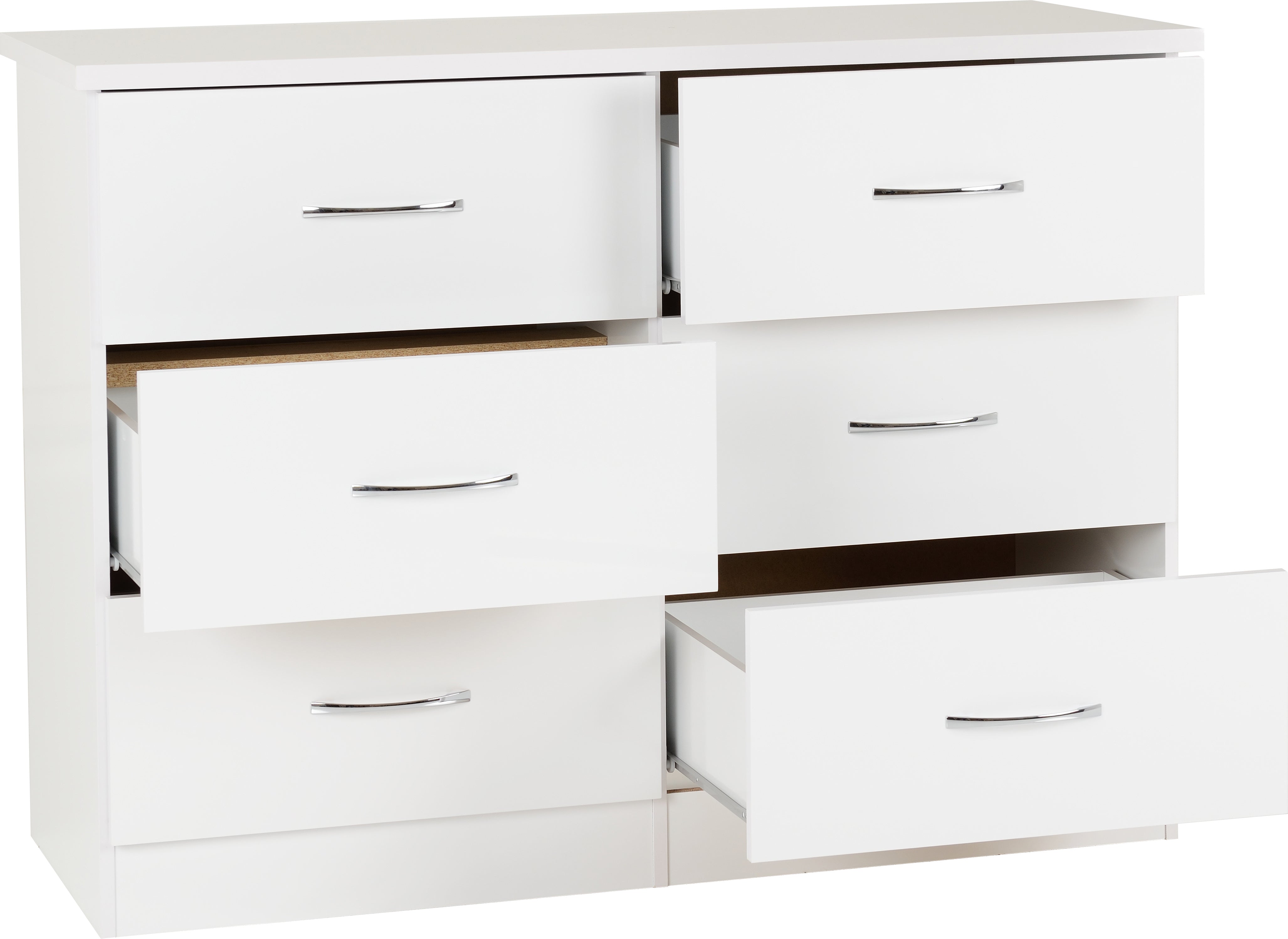 6 drawer chest white gloss