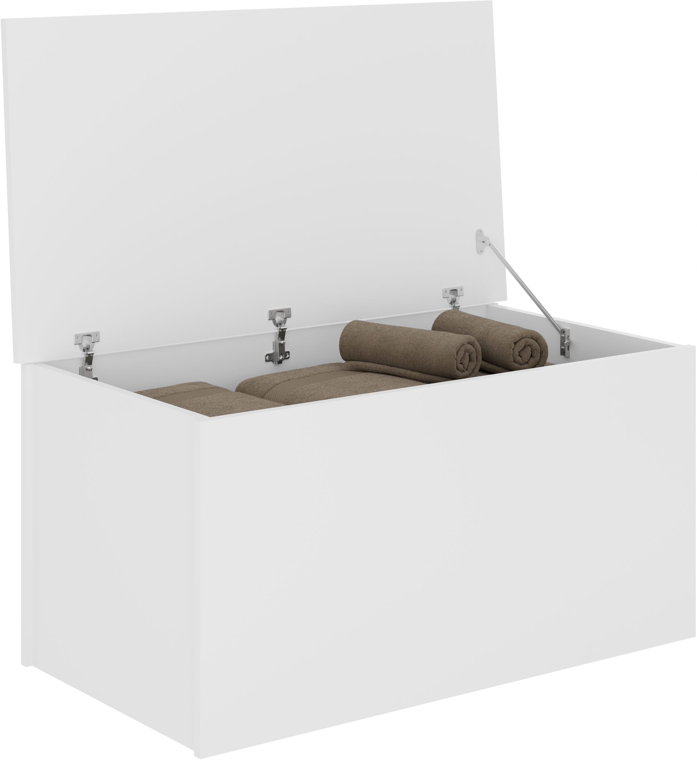 white wooden blanket box