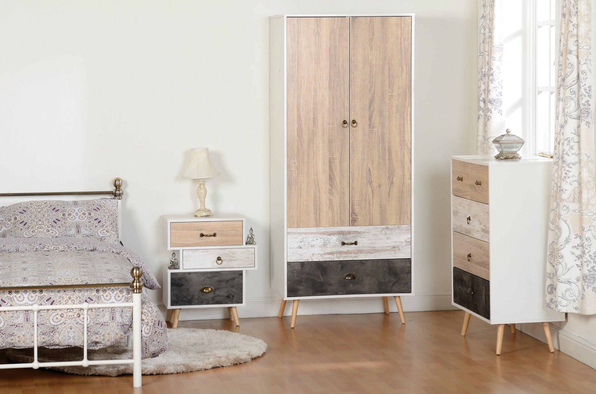 tall white wardrobe with drawers