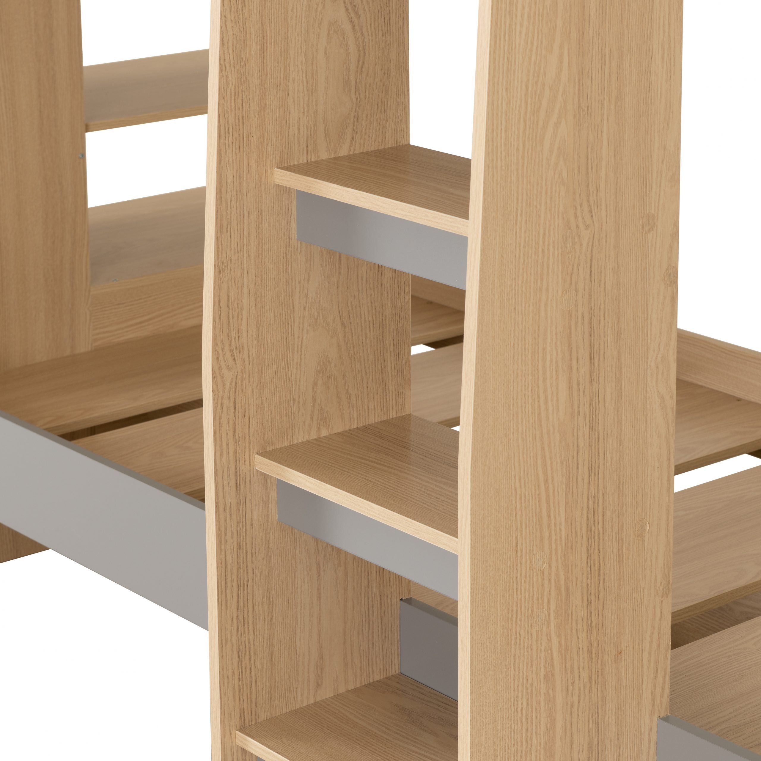 grey wooden bunk beds