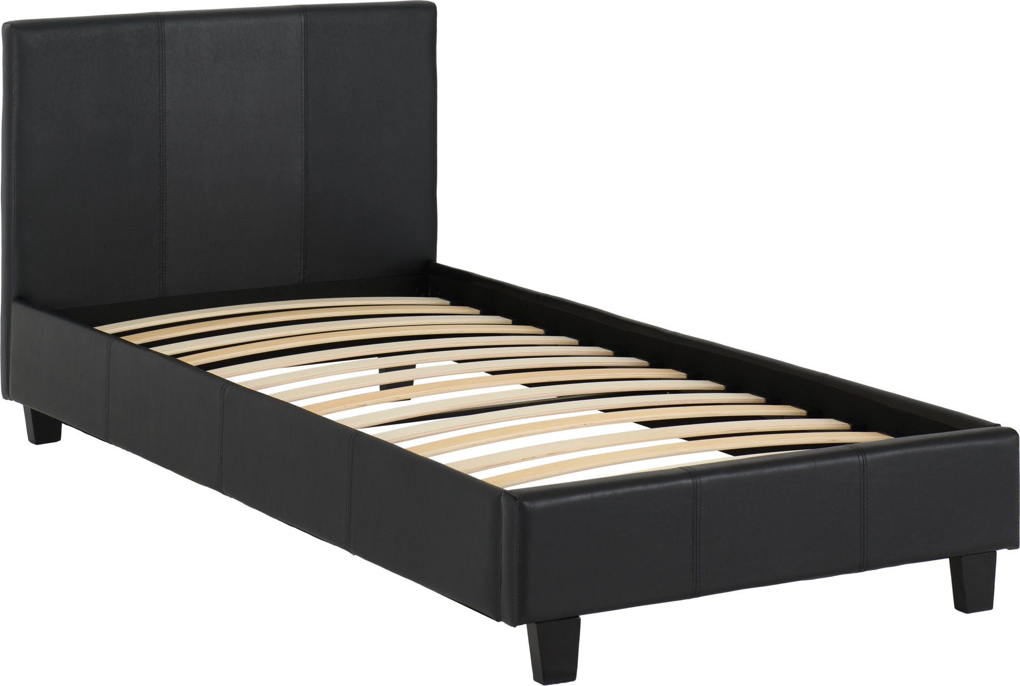black faux leather bed