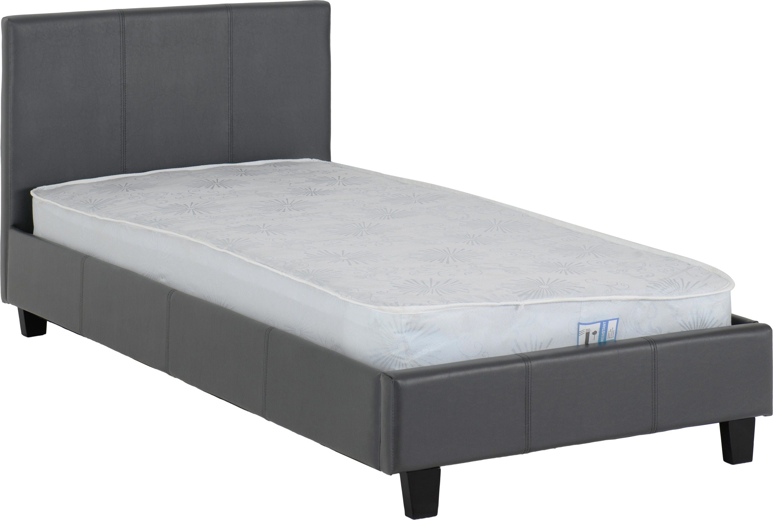 grey faux leather bed frame