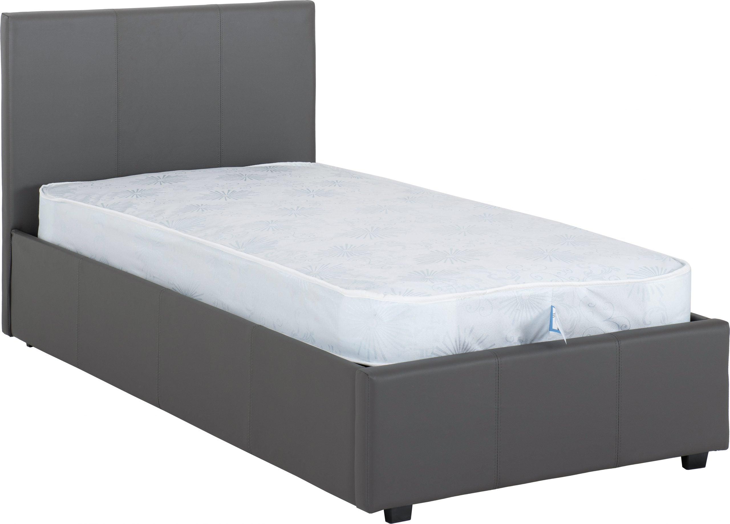 grey faux leather bed