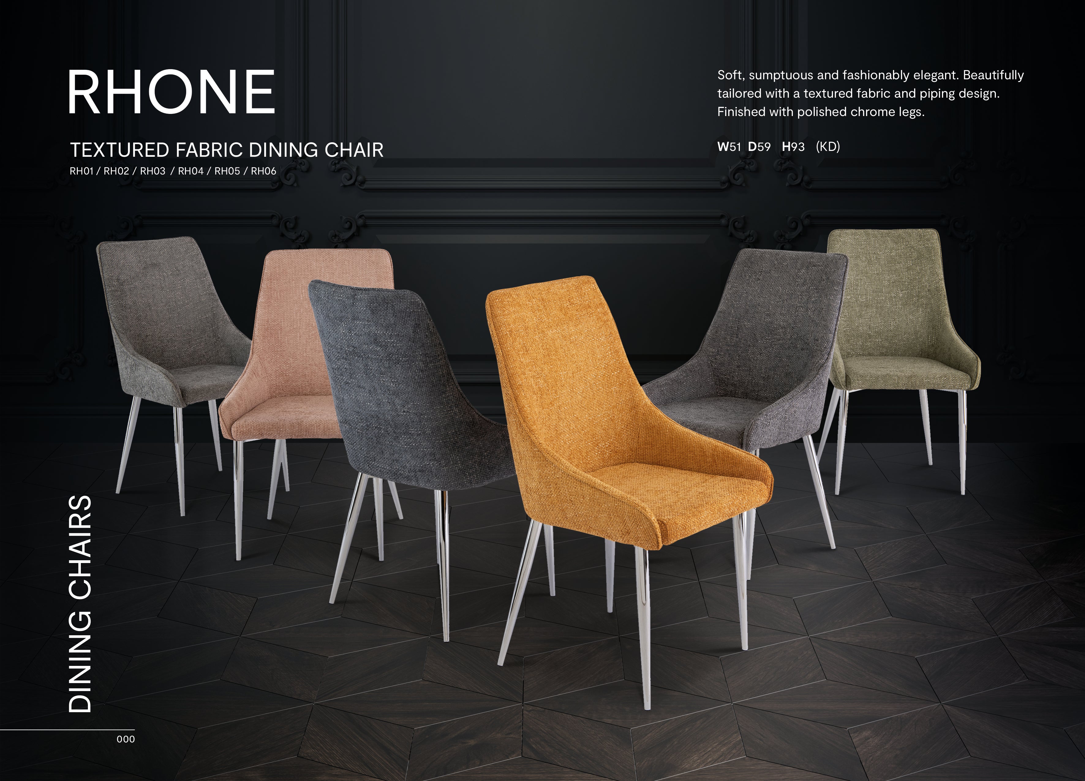 Rhone Textured Fabric Dining Chair (Pairs)