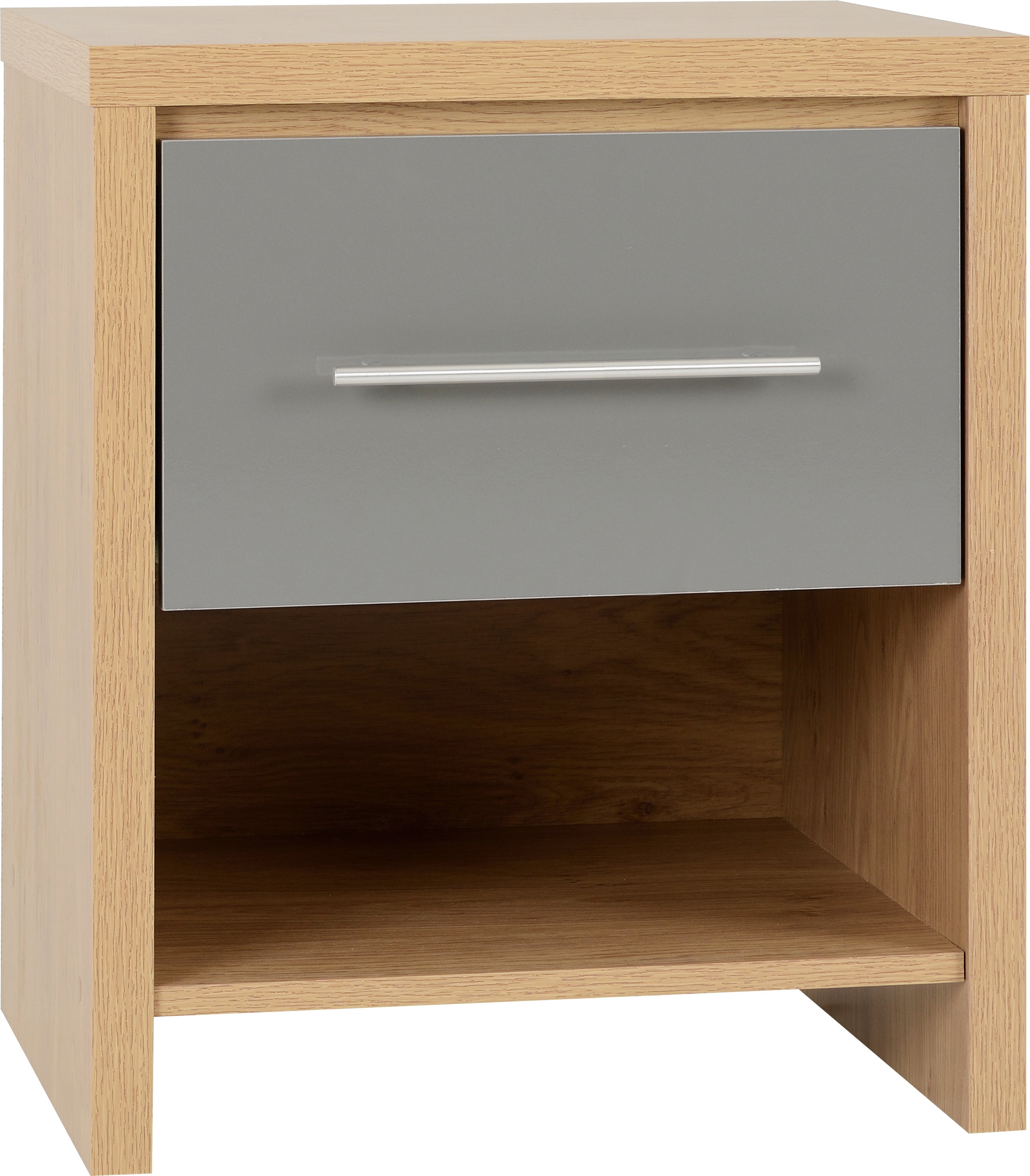 grey one drawer bedside table