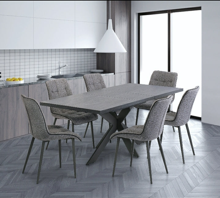 extending dining table dark grey x frame