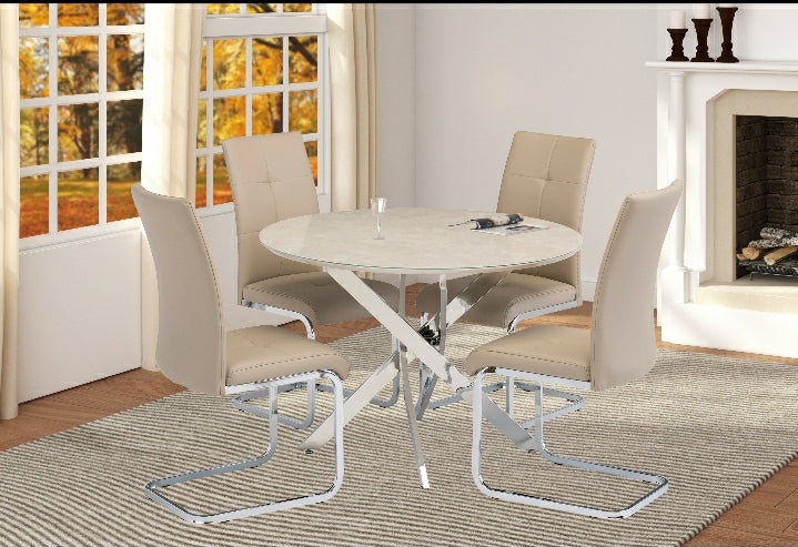 Shop Carpo 1.07m Round Natural Marble Look Dining Table Lc Living