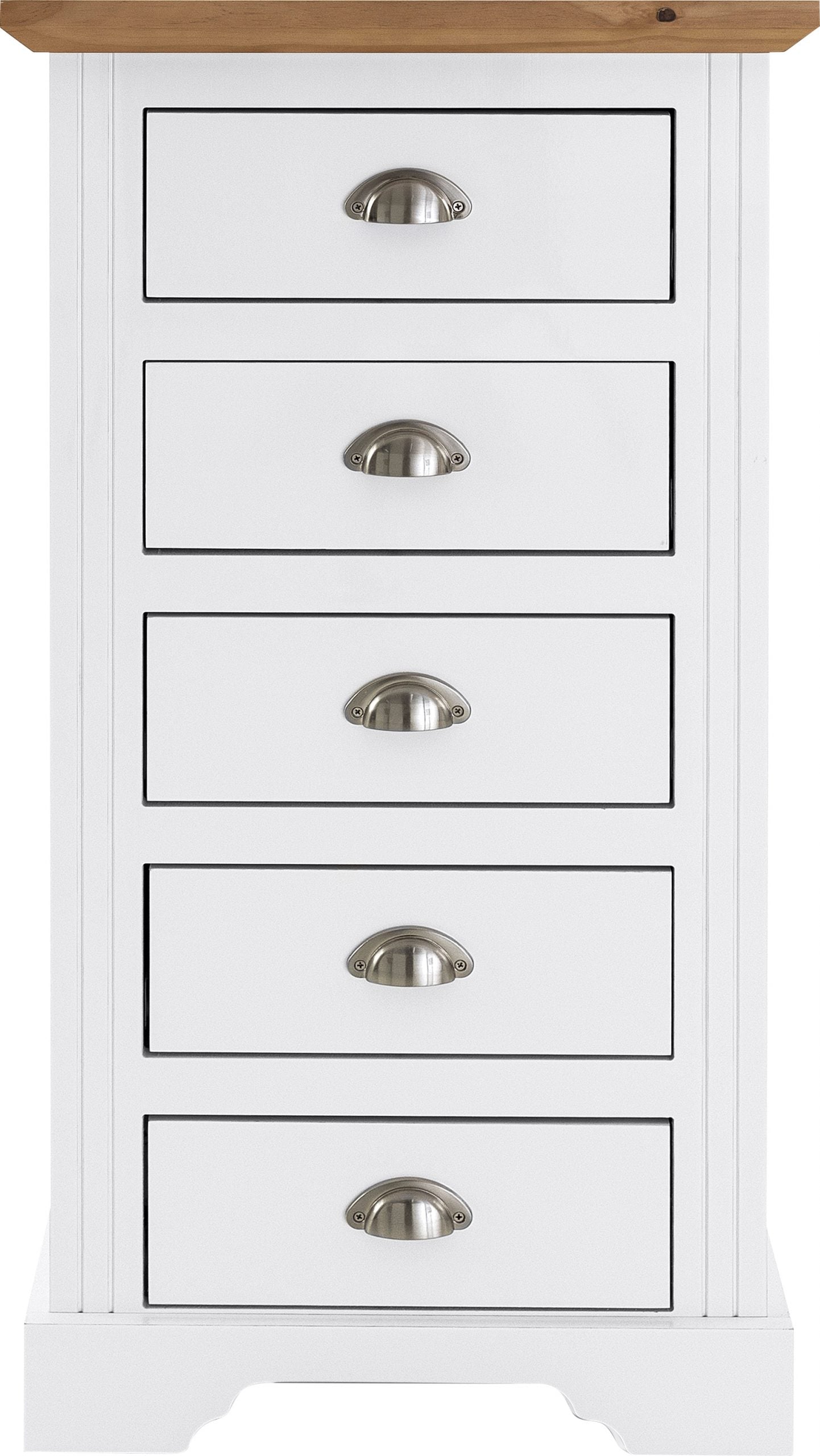 5 drawer narrow chest white
