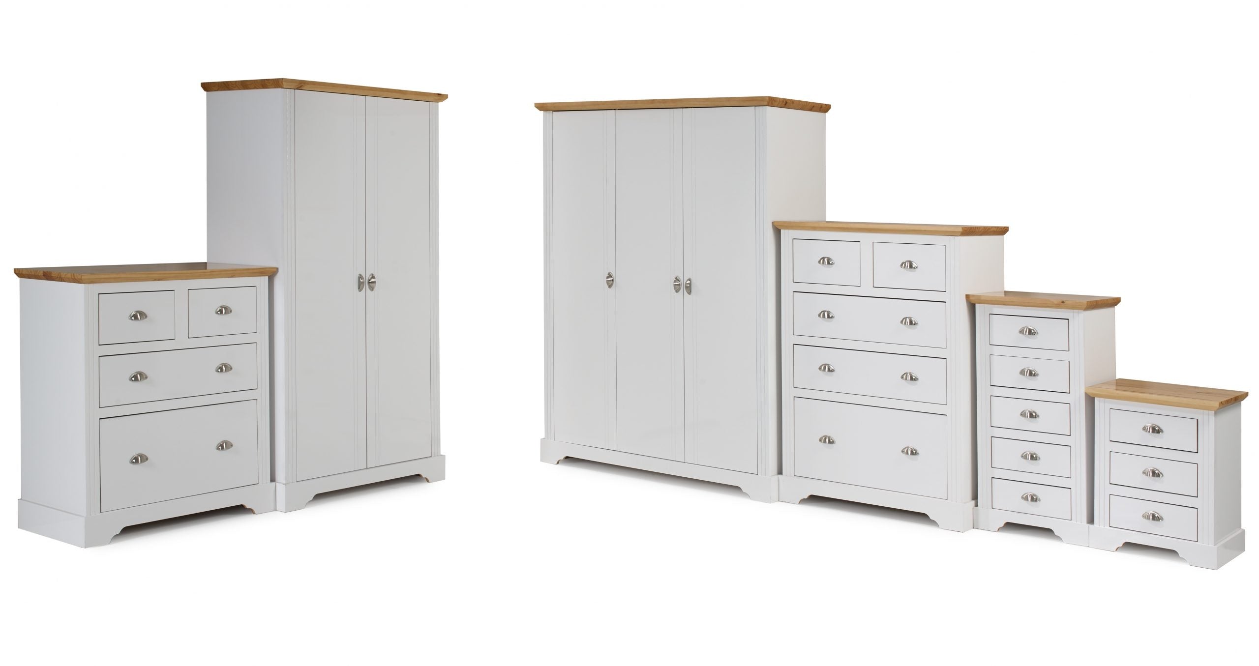 white 3 door wardrobe with drawers