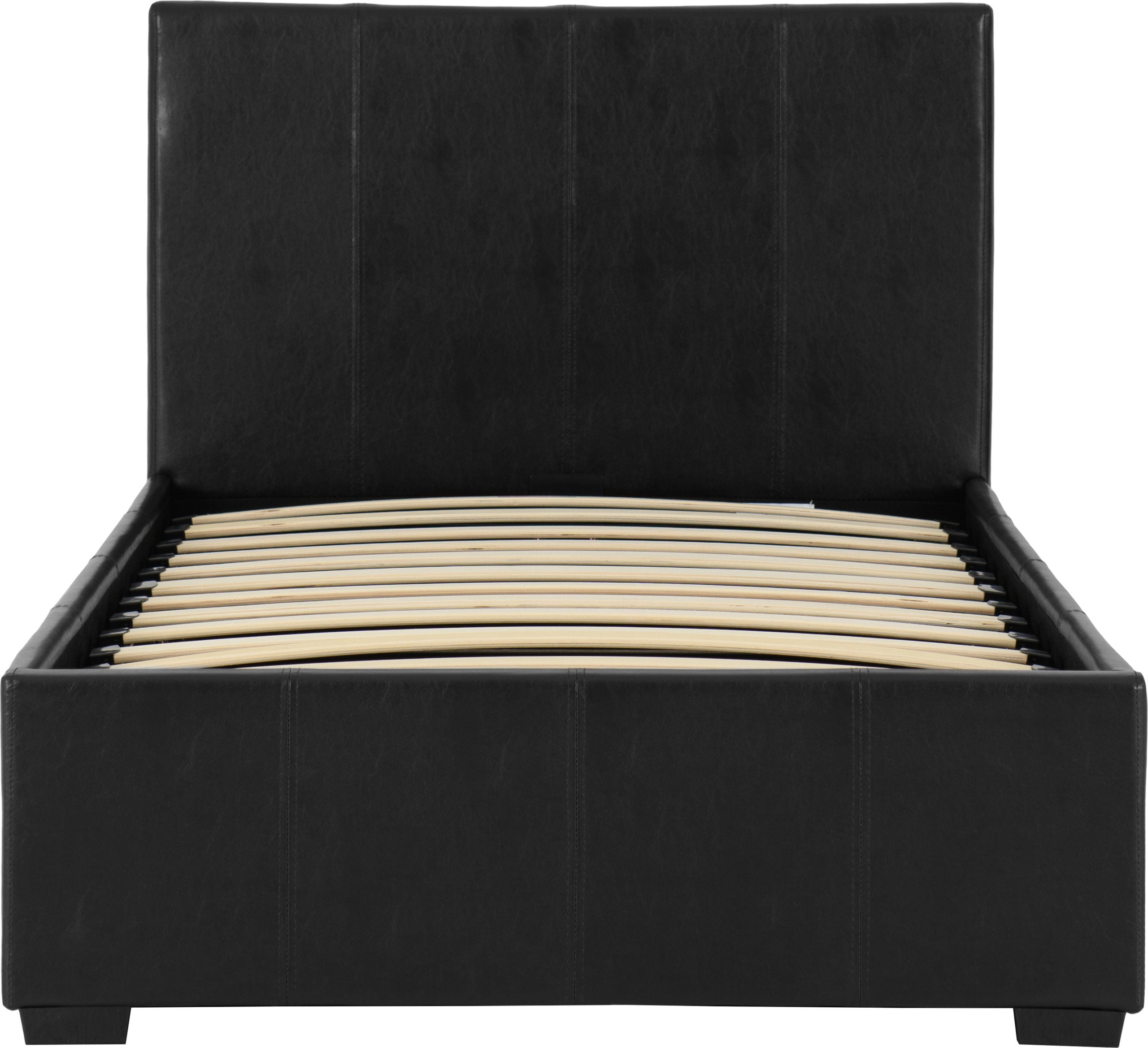 black faux leather double bed