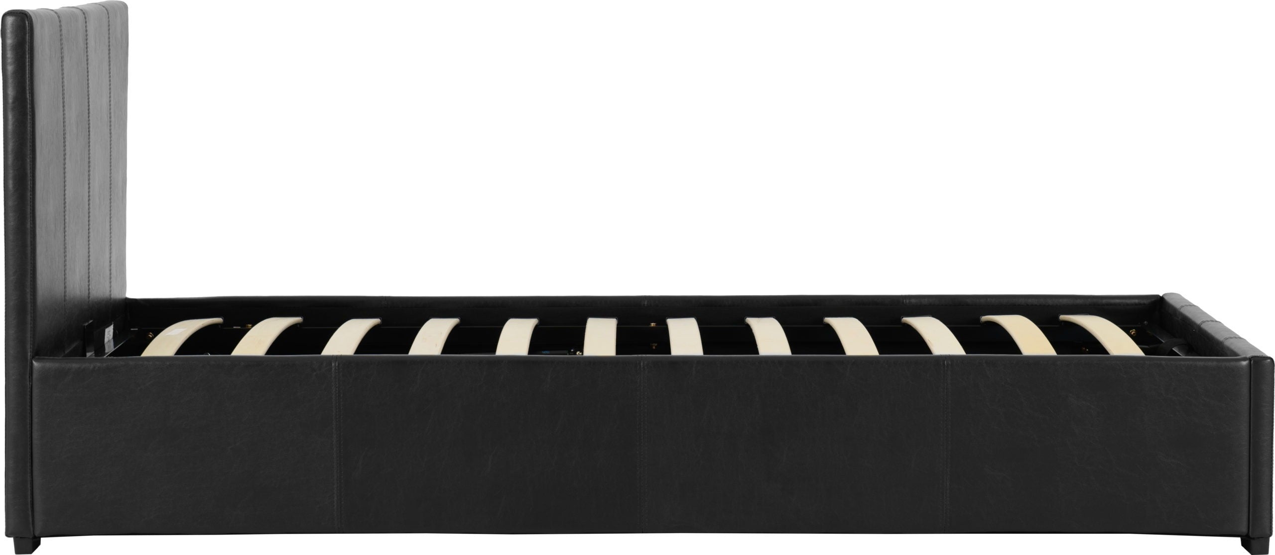 black faux leather platform bed