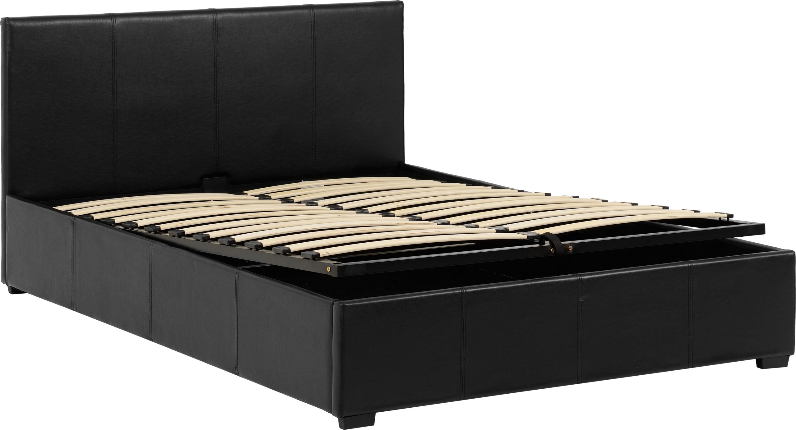black leather small double bed