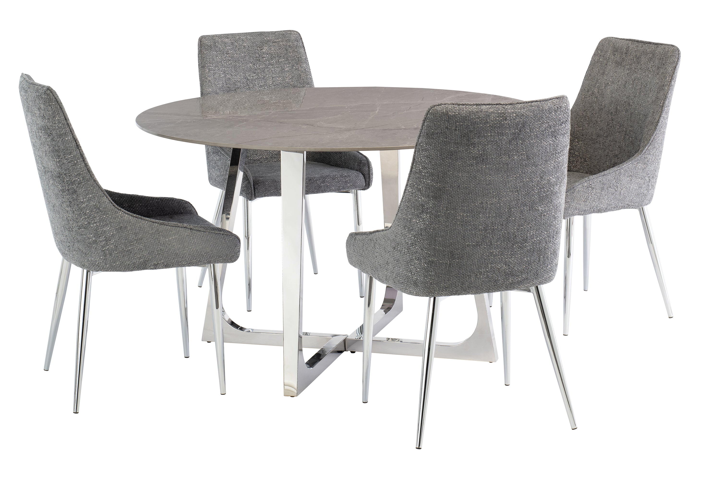 Sintered Stone Top Chrome Base Dining Table