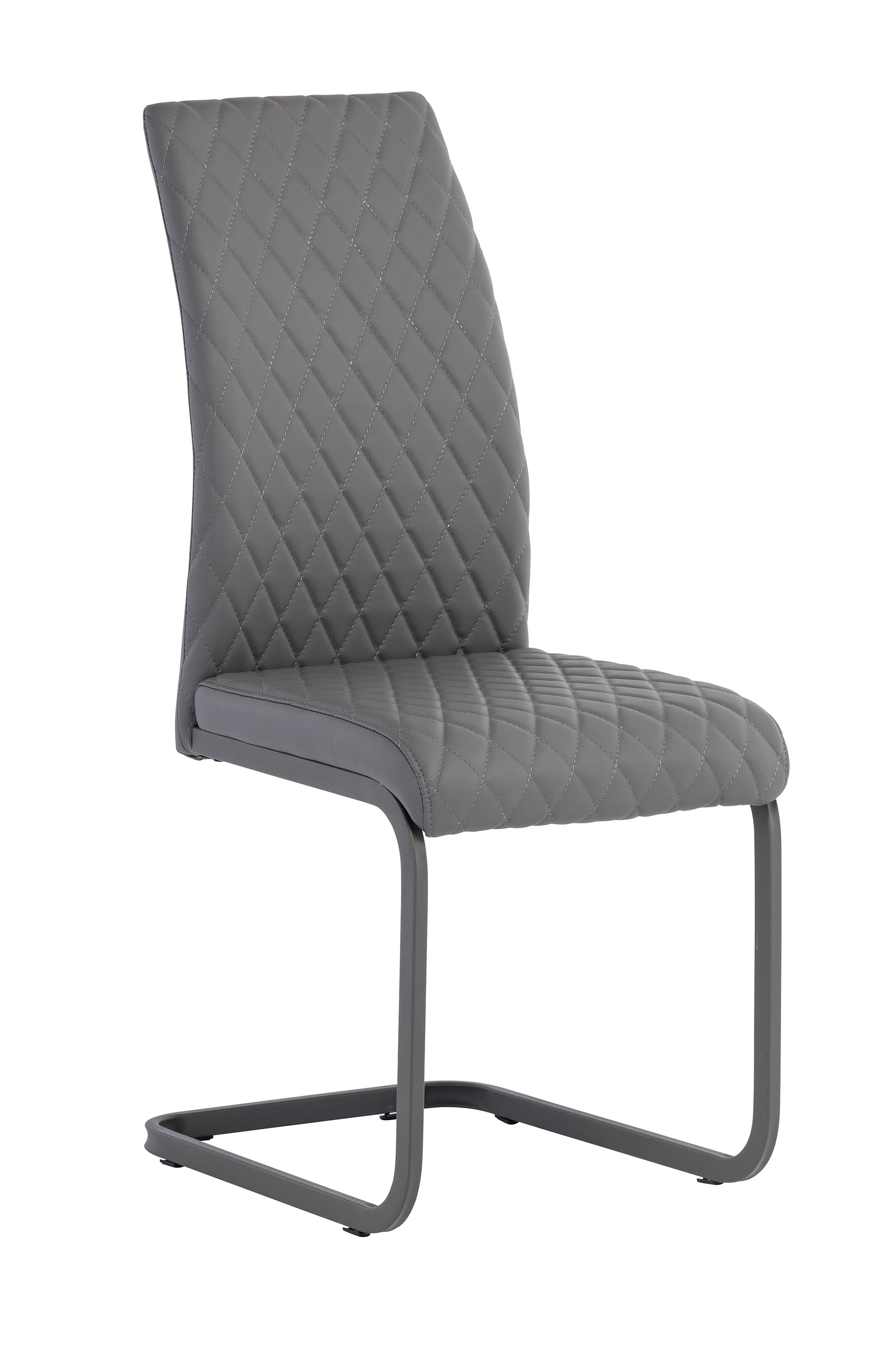 Heidi Pu With Grey Powder Coated Cantilever Base Dining Chair (Pairs)
