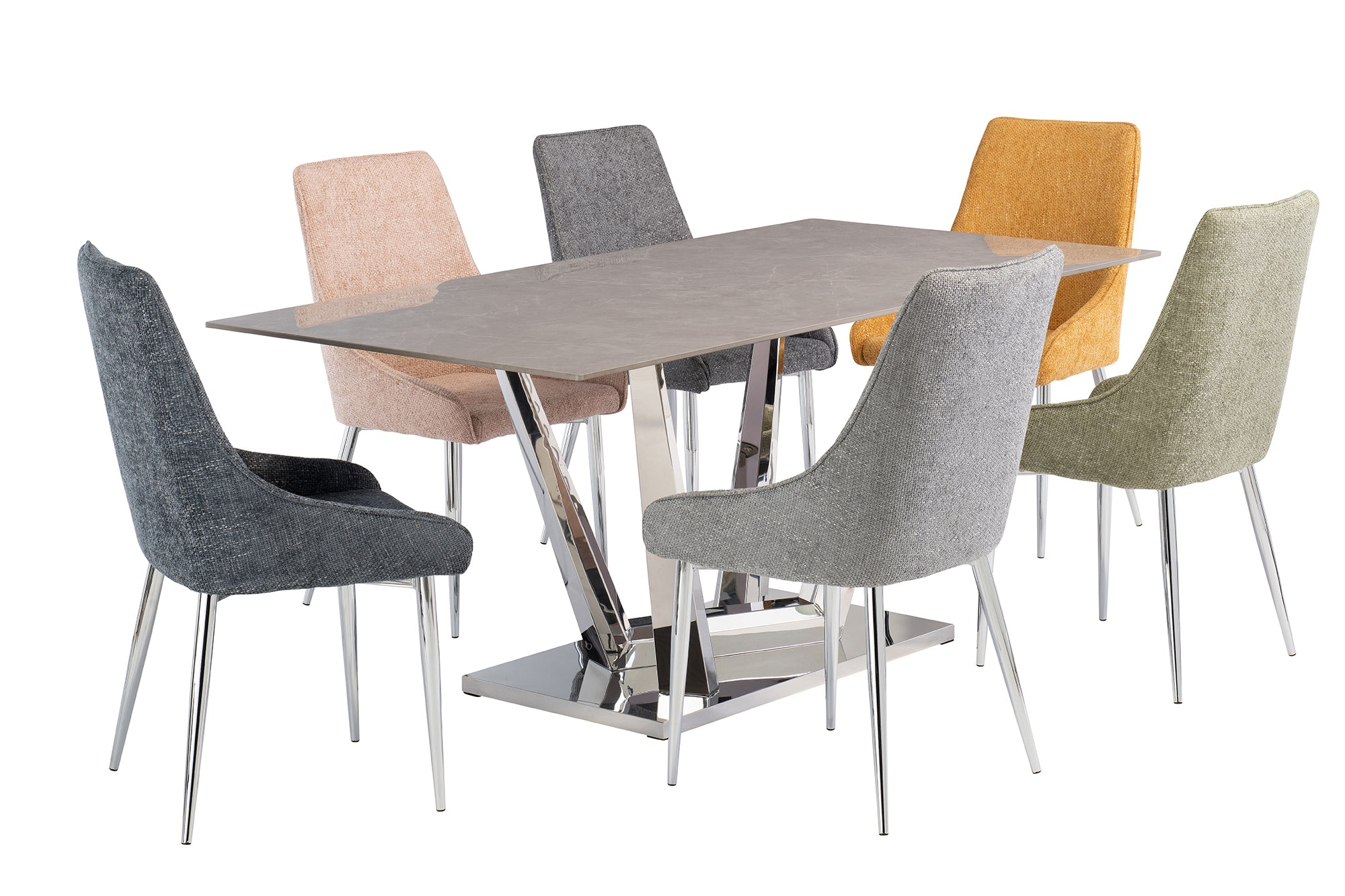 glass table with chrome legs