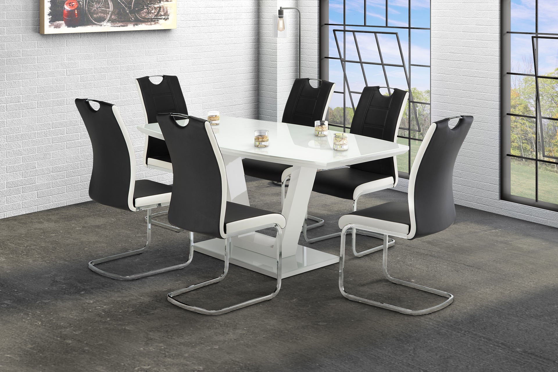Venus High Gloss White Or Grey With Glass Base Dining Table set & 6 Chairs