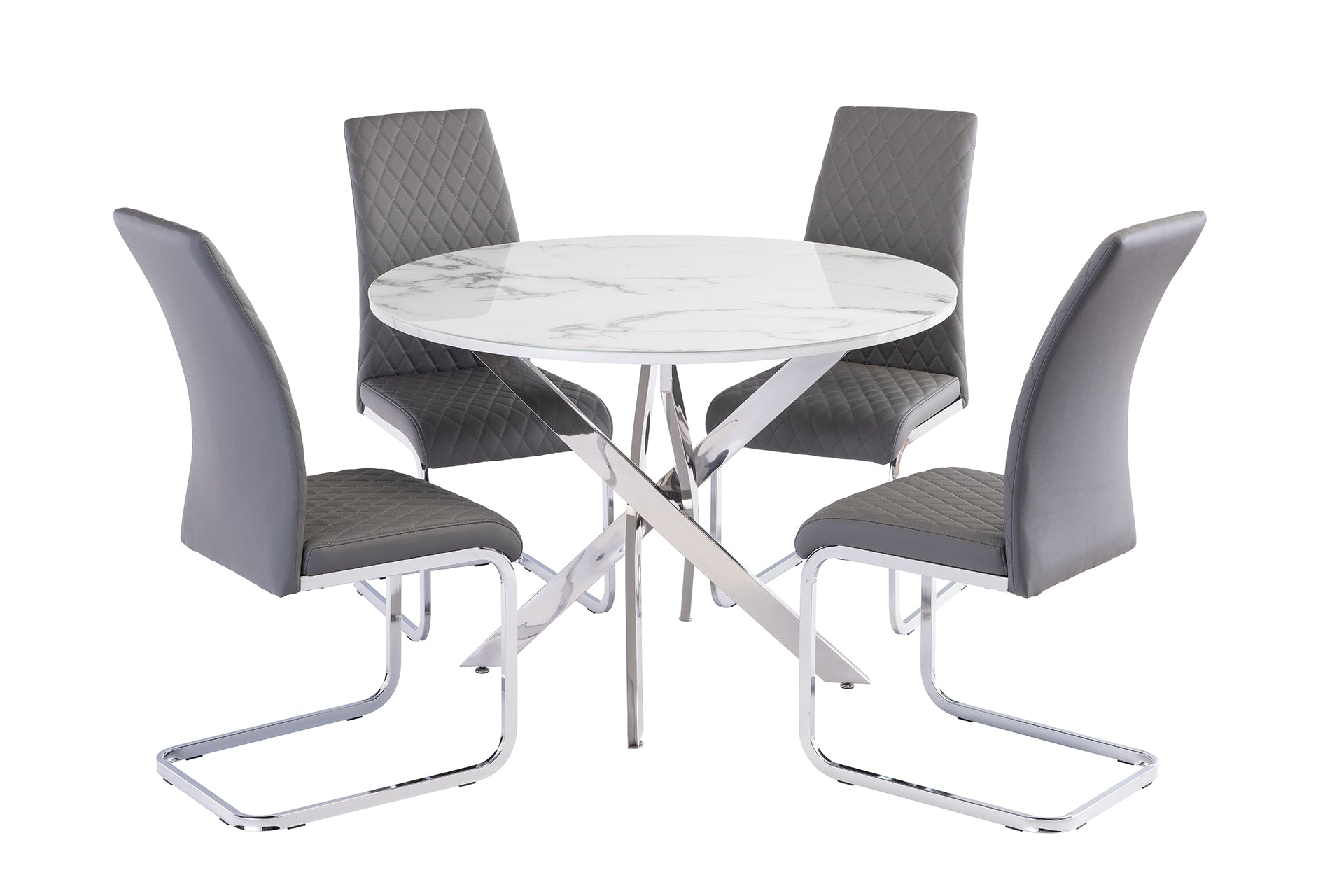 white marble round dining table